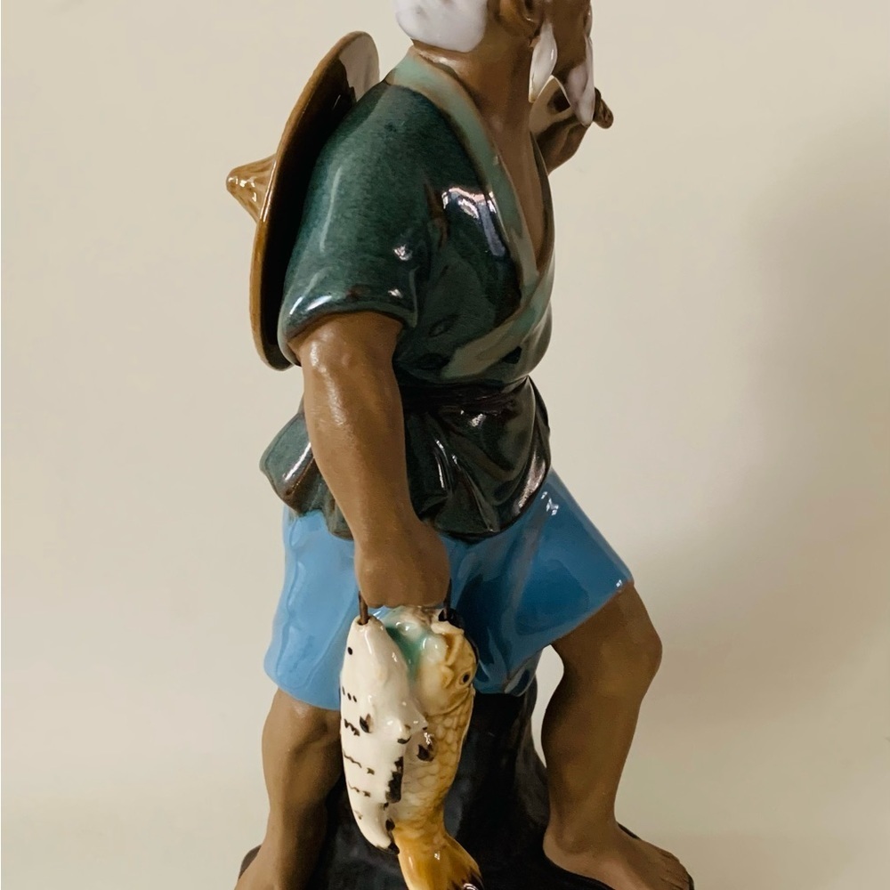 Vintage Chinese Mudman Fisherman
Shiwan Figurine 8.5" Tall Stamped - Picture 2 of 9